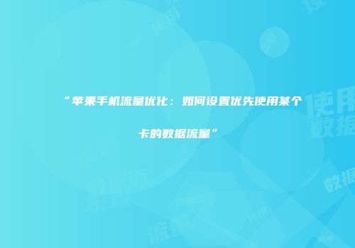 “苹果手机流量优化：如何设置优先使用某个卡的数据流量”