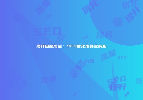 提升自然流量：SEO优化策略全解析