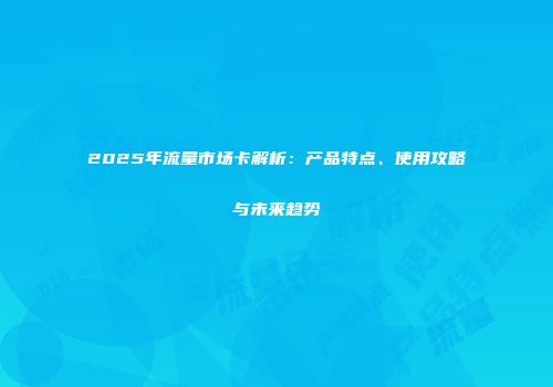 2025年流量市场卡解析：产品特点、使用攻略与未来趋势