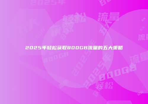 2025年轻松获取800GB流量的五大策略