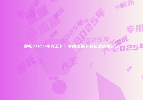哪吒2025年大王卡：专用流量卡解析及使用方法