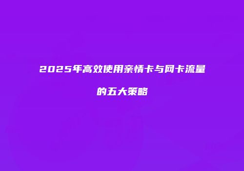 2025年高效使用亲情卡与网卡流量的五大策略