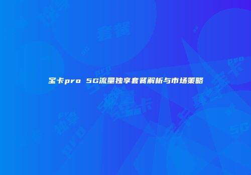 宝卡pro 5G流量独享套餐解析与市场策略