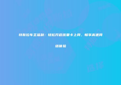 特斯拉车主福利：轻松开启流量卡上网，畅享高速网络体验