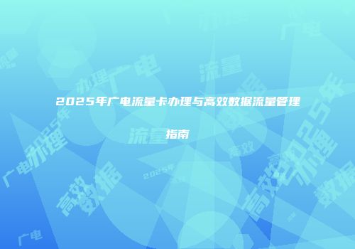 2025年广电流量卡办理与高效数据流量管理指南