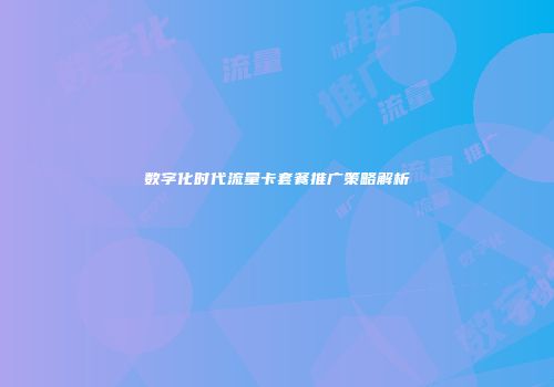 数字化时代流量卡套餐推广策略解析