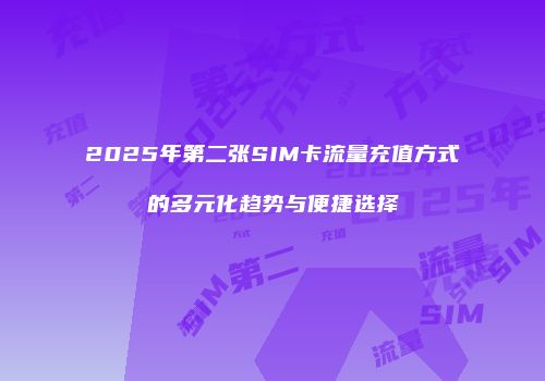 2025年第二张SIM卡流量充值方式的多元化趋势与便捷选择