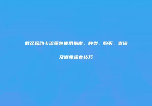 武汉移动卡流量包使用指南：种类、购买、查询及避免超套技巧
