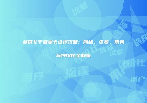 越南北宁流量卡选择攻略：网络、资费、服务与性价比全解析