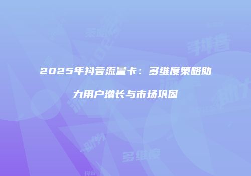 2025年抖音流量卡：多维度策略助力用户增长与市场巩固