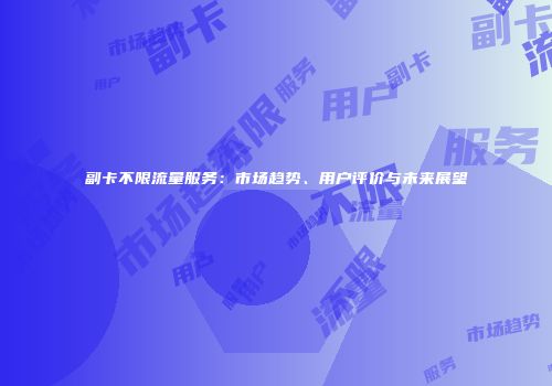 副卡不限流量服务：市场趋势、用户评价与未来展望