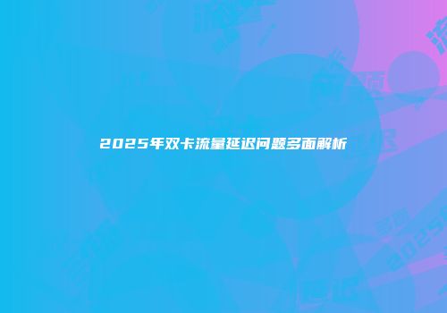 2025年双卡流量延迟问题多面解析