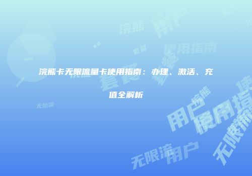 浣熊卡无限流量卡使用指南：办理、激活、充值全解析