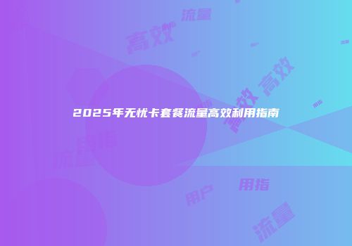 2025年无忧卡套餐流量高效利用指南