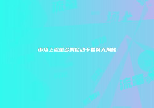 市场上流量多的移动卡套餐大揭秘