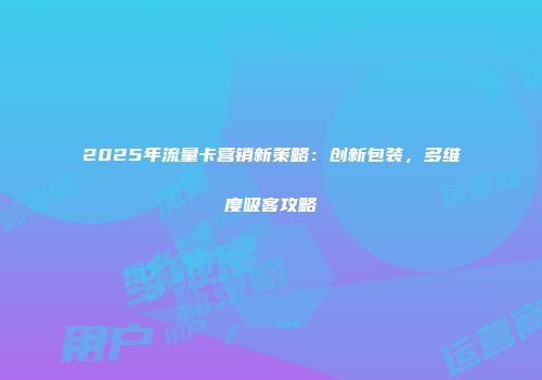 2025年流量卡营销新策略：创新包装，多维度吸客攻略