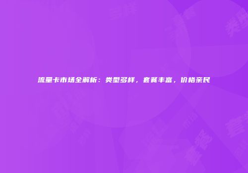 流量卡市场全解析：类型多样，套餐丰富，价格亲民