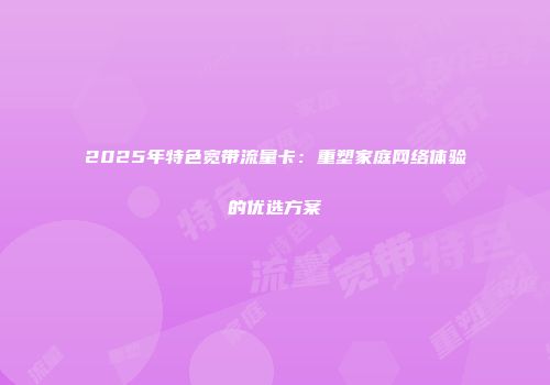 2025年特色宽带流量卡：重塑家庭网络体验的优选方案