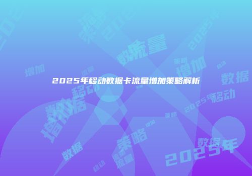 2025年移动数据卡流量增加策略解析