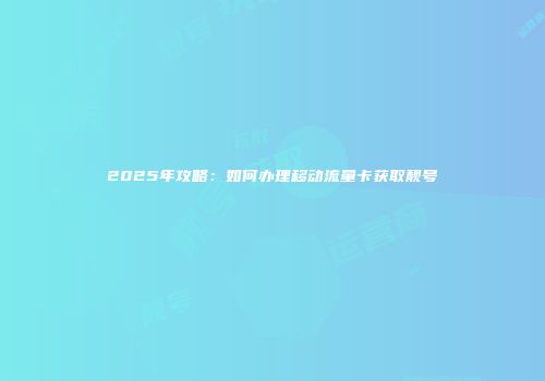 2025年攻略：如何办理移动流量卡获取靓号