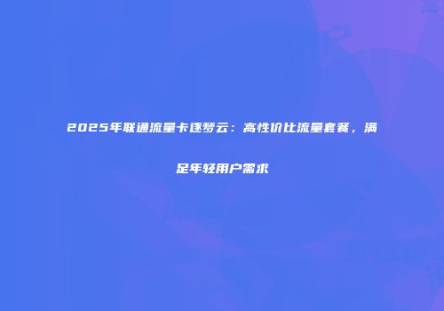2025年联通流量卡逐梦云：高性价比流量套餐，满足年轻用户需求