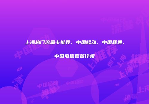 上海热门流量卡推荐：中国移动、中国联通、中国电信套餐详析