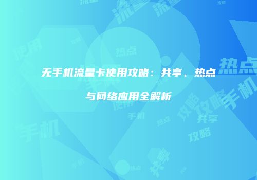 无手机流量卡使用攻略：共享、热点与网络应用全解析