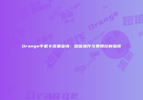 Orange手机卡流量查询：短信操作与费用控制指南