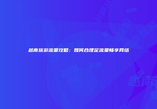越南旅游流量攻略：如何合理定流量畅享网络