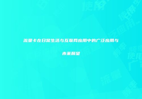 流量卡在日常生活与互联网应用中的广泛应用与未来展望