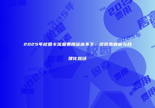 2025年校园卡流量费用居高不下：多因素解析与合理化路径