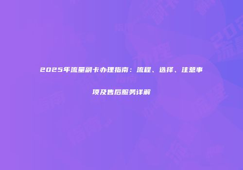 2025年流量副卡办理指南：流程、选择、注意事项及售后服务详解