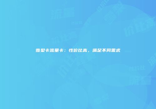 雪梨卡流量卡：性价比高，满足不同需求