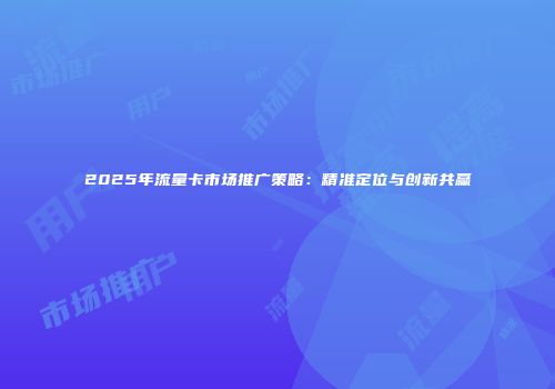 2025年流量卡市场推广策略：精准定位与创新共赢