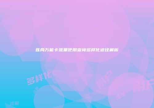 连尚万能卡流量使用查询多样化途径解析