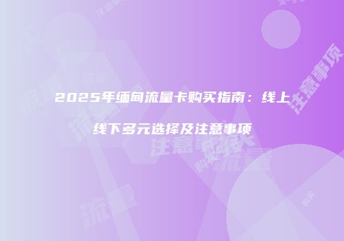 2025年缅甸流量卡购买指南：线上线下多元选择及注意事项