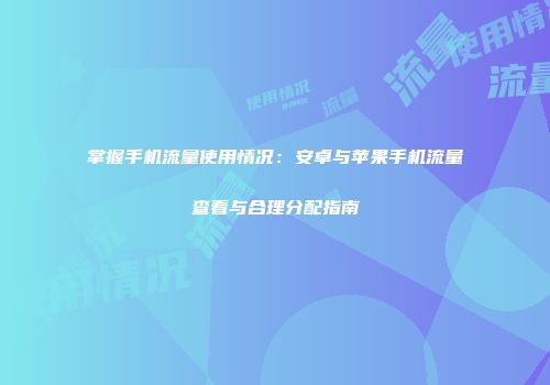掌握手机流量使用情况：安卓与苹果手机流量查看与合理分配指南