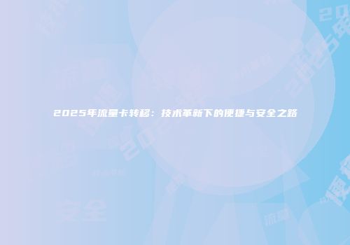 2025年流量卡转移：技术革新下的便捷与安全之路