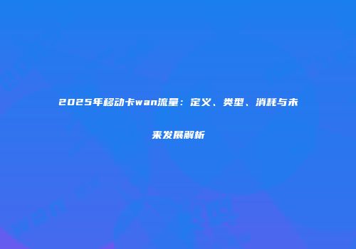 2025年移动卡wan流量：定义、类型、消耗与未来发展解析