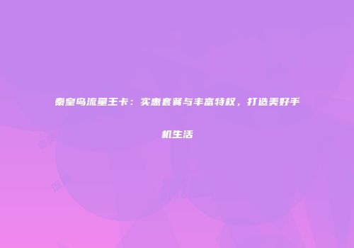 秦皇岛流量王卡：实惠套餐与丰富特权，打造美好手机生活