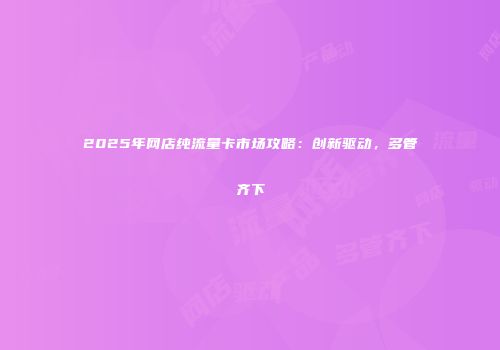 2025年网店纯流量卡市场攻略：创新驱动，多管齐下
