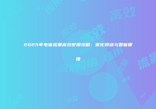 2025年电信流量高效使用攻略：优化网络与智能管理
