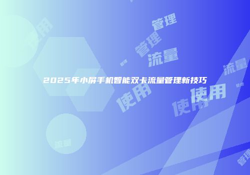 2025年小屏手机智能双卡流量管理新技巧