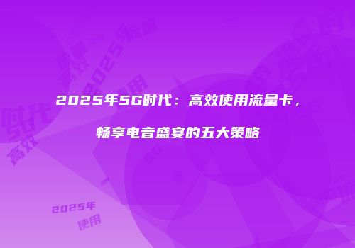 2025年5G时代：高效使用流量卡，畅享电音盛宴的五大策略