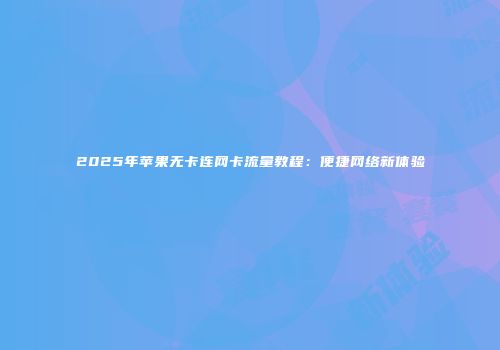 2025年苹果无卡连网卡流量教程：便捷网络新体验