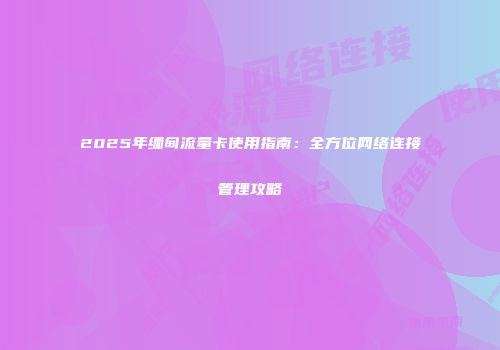 2025年缅甸流量卡使用指南：全方位网络连接管理攻略