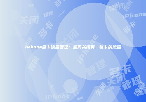 iPhone多卡流量管理：如何关闭另一张卡的流量