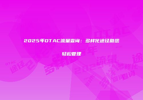 2025年DTAC流量查询：多样化途径助您轻松管理