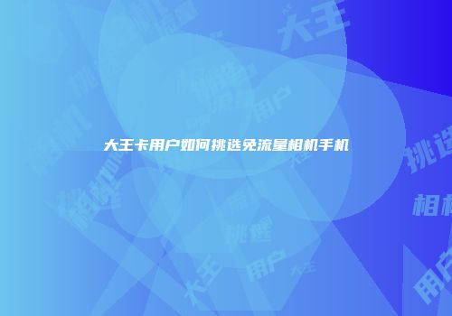 大王卡用户如何挑选免流量相机手机