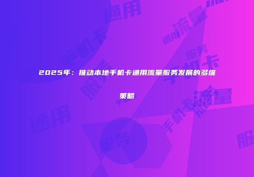 2025年：推动本地手机卡通用流量服务发展的多维策略